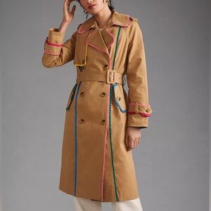 Avec Les Filles Colorful Trimmed Trench Coat Sz M